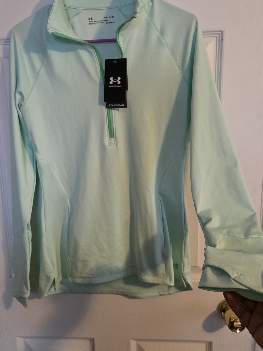 Women Small W Tags Under Armour Mint Green ColdGear Quarter-Zip Pullover Jacket